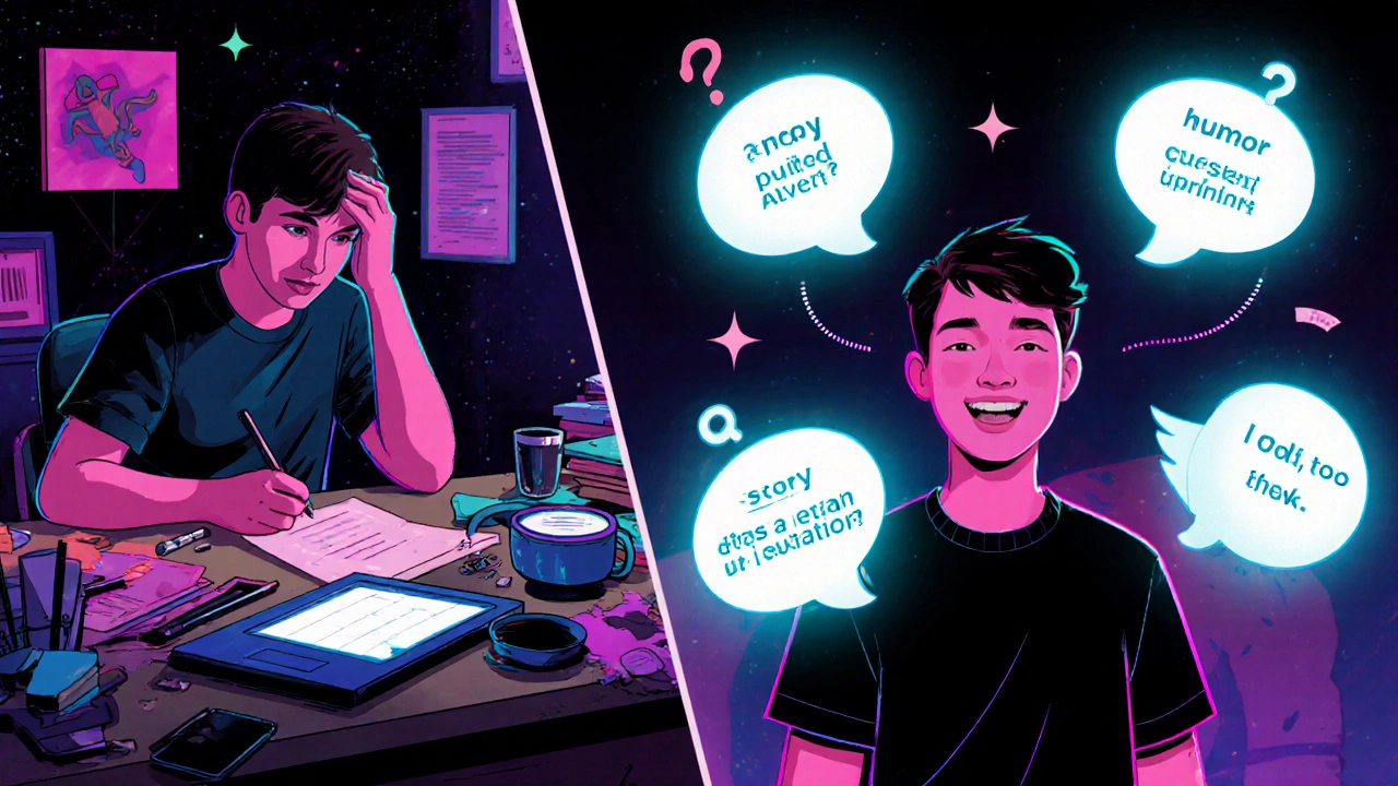 Dvě strany obrazu: frustrace před prázdným tweetem vs. kreativní generování variant pomocí ChatGPT.