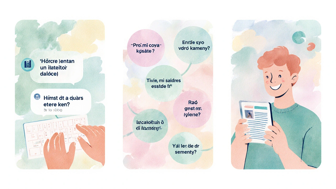 Tři scény: lidé píší otázku, ChatGPT generuje odpovědi, čte personalizovaný článek