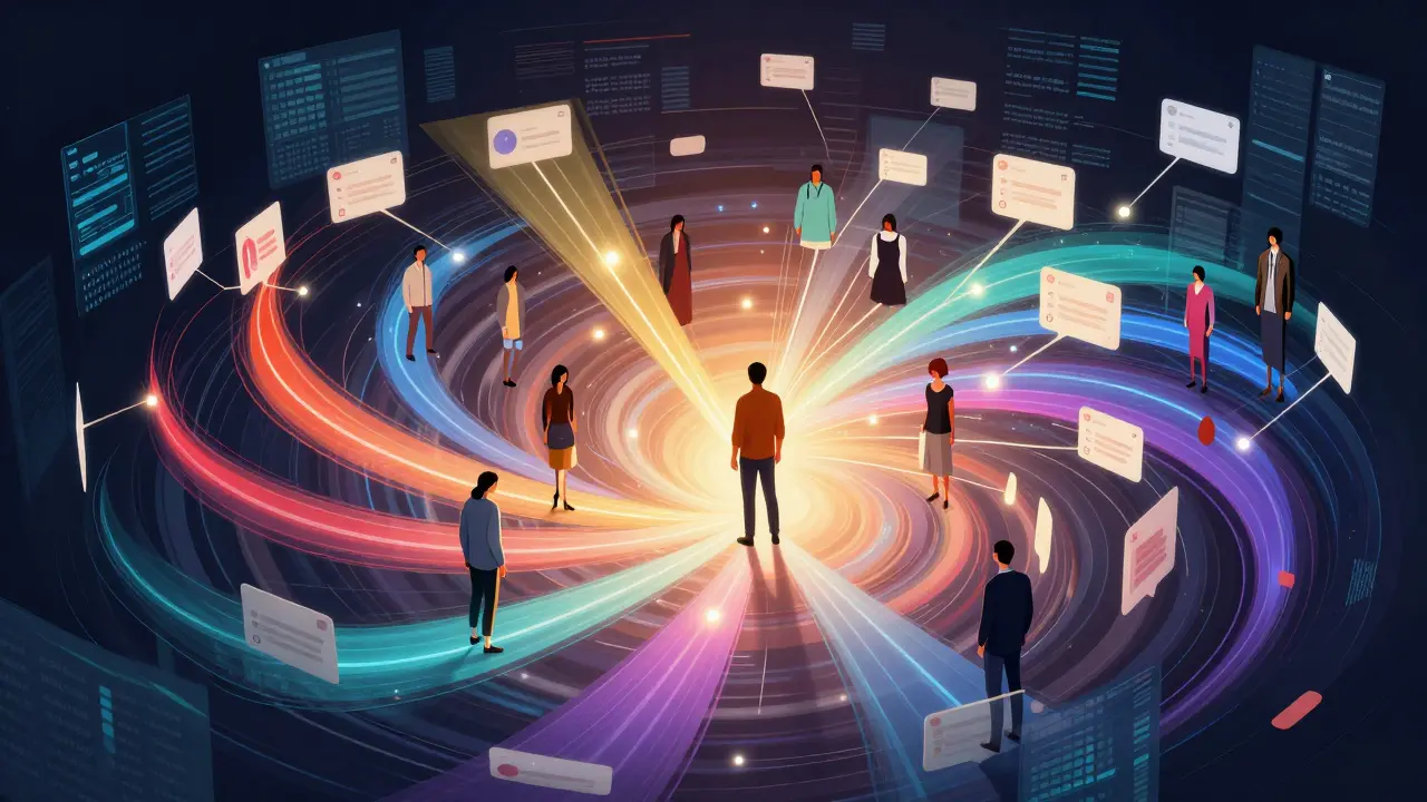 Abstract visualization of personalized e-commerce data streams targeting individuals