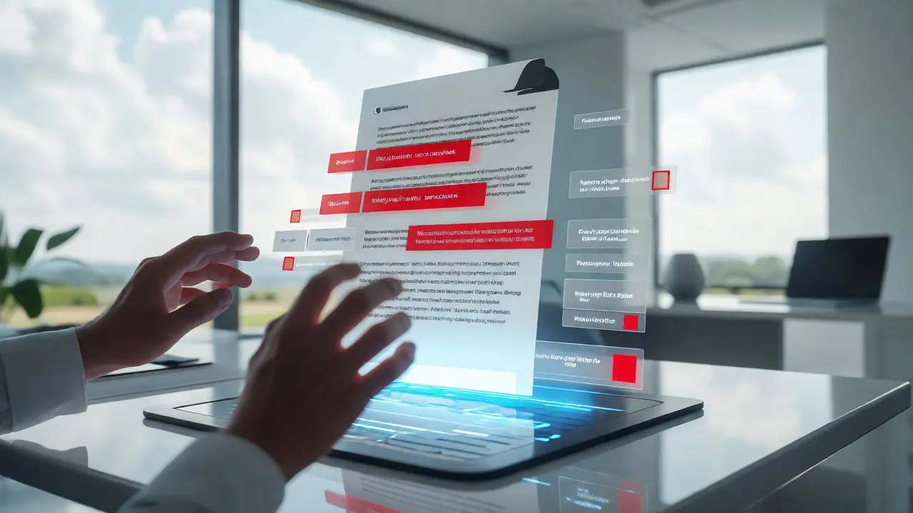 Holografické rozhraní zvýrazňující manipulativní části dokumentu